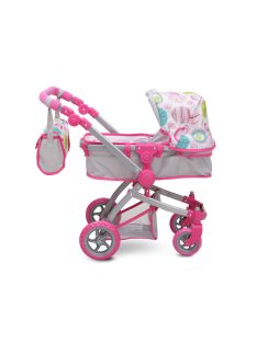 Moni Toys Pink rose játék mózes kosaras babakocsi
