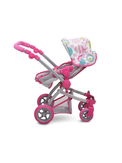 Moni Toys Pink rose játék mózes kosaras babakocsi