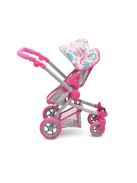 Moni Toys Pink rose játék mózes kosaras babakocsi