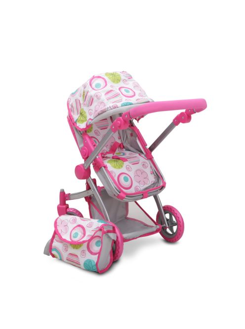 Moni Toys Pink rose játék mózes kosaras babakocsi