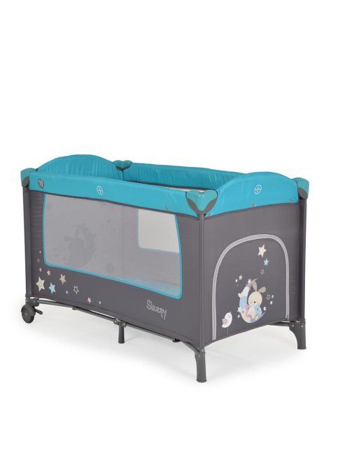 MONI Sleepy összecsukható luxus utazóágy 2 szint+pelenkázó+ játék türkiz