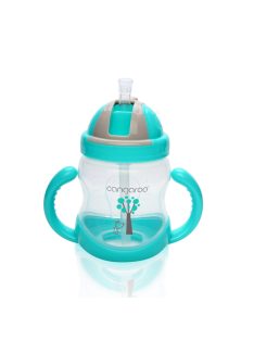 BOO itatópohár szívószállal, fogantyúval 280ml KÉK