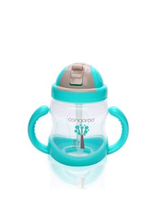 BOO itatópohár szívószállal, fogantyúval 280ml KÉK