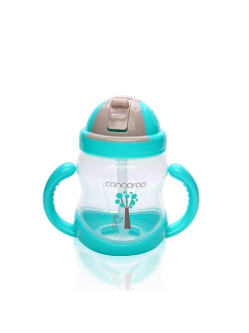 BOO itatópohár szívószállal, fogantyúval 280ml KÉK