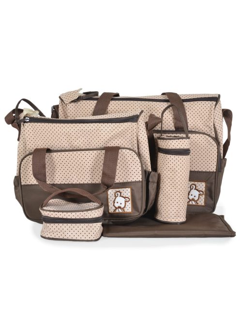 STELLA kismama táska 5dbos szett, pelenkázólappal BARNA/BÉZS