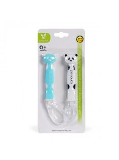SZILIKON kanál szett 2dbos, Pandás mintával FEHÉR/KÉK