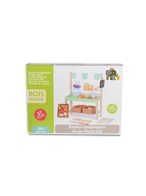 Moni Toys Fajáték fa szupermarket szett 50x45x21cm