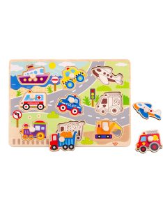 TOOKY Toy fapuzzle járművek  -10dbos