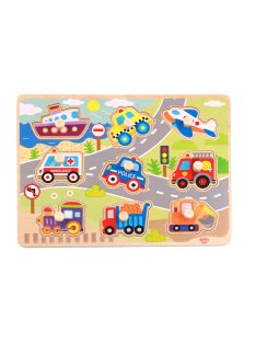 TOOKY Toy fapuzzle járművek  -10dbos