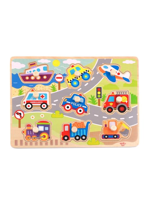 TOOKY Toy fapuzzle járművek  -10dbos