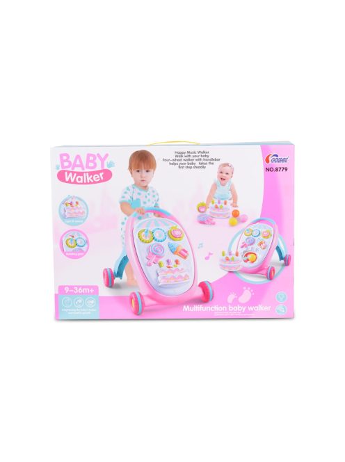 MUSIC BABY WALKER járássegítő sütis PINK