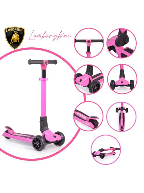 LAMBORGHINI roller 3 kerekű, összecsukható, 50 kg-ig PINK