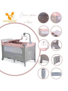   Cangaroo Once upon3 2 szintes utazóágy zenélő játékkal, pelenkázós pink