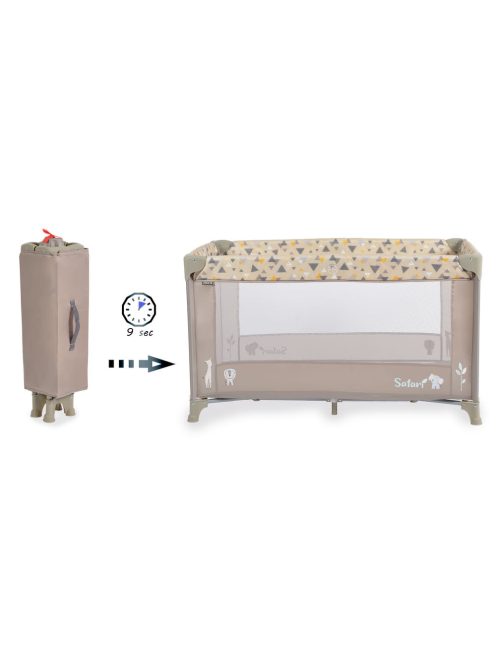SAFARI utazóágy 1 szintes, zippes kibújóval, állatmintás BÉZS
