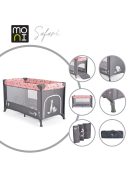 SAFARI utazóágy 1 szintes, zippes kibújóval, állatmintás PINK/rózsa