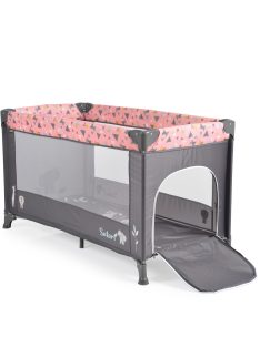   SAFARI utazóágy 1 szintes, zippes kibújóval, állatmintás PINK/rózsa