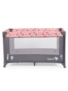 SAFARI utazóágy 1 szintes, zippes kibújóval, állatmintás PINK/rózsa