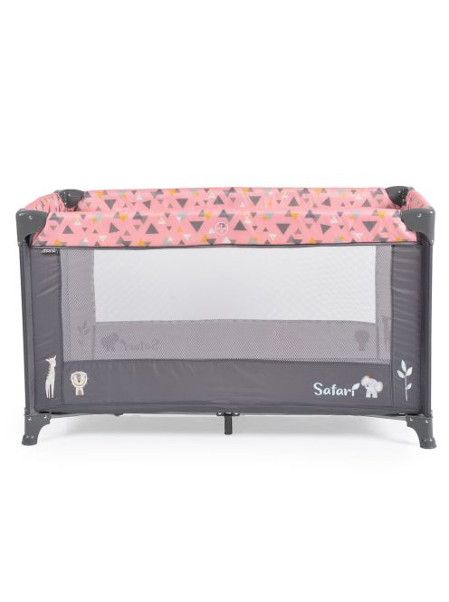 SAFARI utazóágy 1 szintes, zippes kibújóval, állatmintás PINK/rózsa