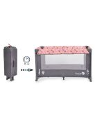 SAFARI utazóágy 1 szintes, zippes kibújóval, állatmintás PINK/rózsa