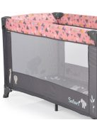SAFARI utazóágy 1 szintes, zippes kibújóval, állatmintás PINK/rózsa