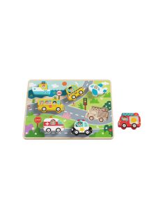   TOOKY Toy fapuzzle kirakó, forma illesztős közlekedés 8dbos