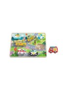 TOOKY Toy fapuzzle kirakó, forma illesztős közlekedés 8dbos