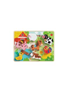 TOOKY Toy fapuzzle kirakó, forma illesztős, farmos 8dbos