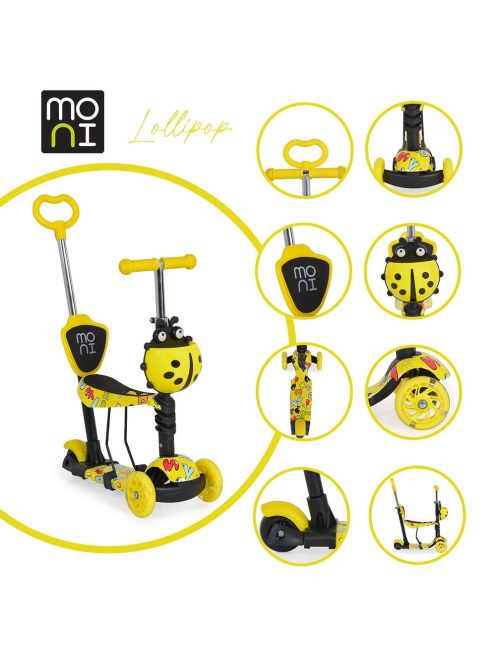 MONI Lollipop roller üléssel katicás sárga