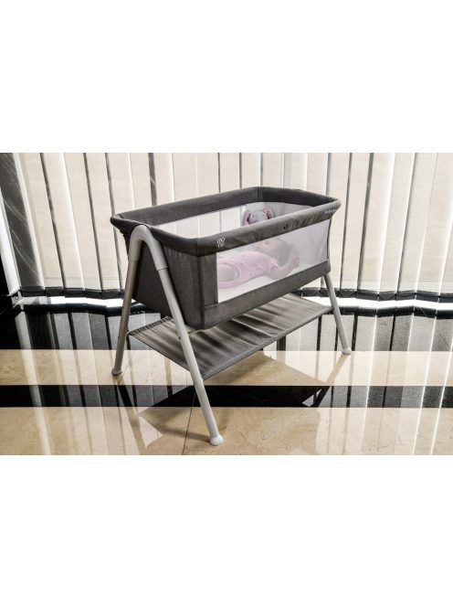 MONI Kalinihta újszülött babaágy önálló, 11 kg, 1 szint fehér láb szürke