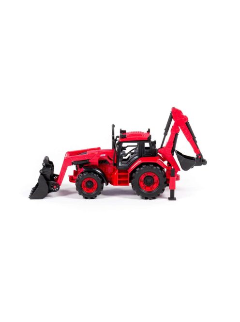 POLESIE 91857 kistraktor exkavátor+kanál 26cm PIROS