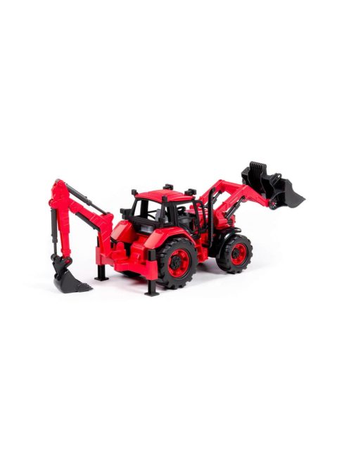 POLESIE 91857 kistraktor exkavátor+kanál 26cm PIROS