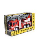 Moni Toys Kisautó tűzoltóautó létrás szerkocsi 1:16 piros