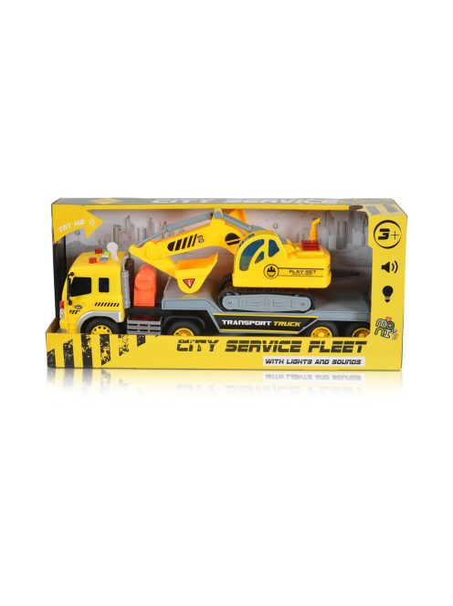 Moni Toys Kisautó teherkocsi darusautóval 1:16 sárga/szürke