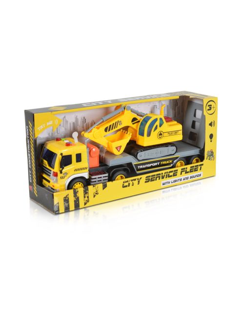 Moni Toys Kisautó teherkocsi darusautóval 1:16 sárga/szürke