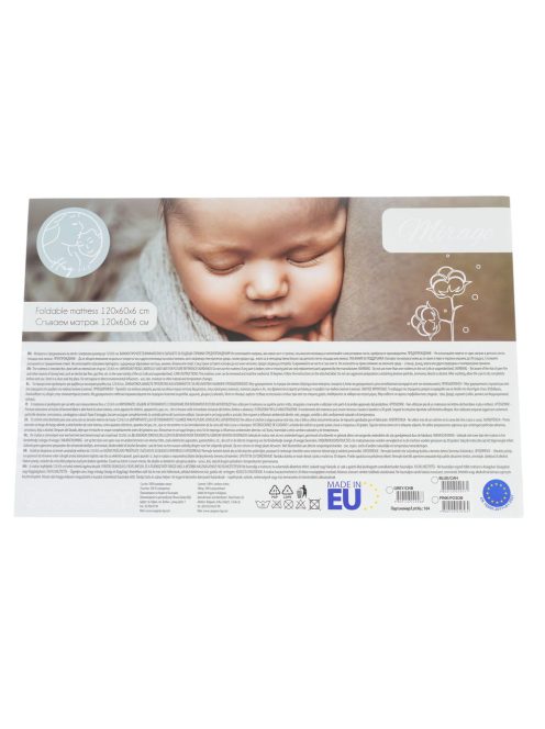 MIRAGE összecsukható 6cm szivacsmatrac textil huzat 120x60cm SZÜRKE
