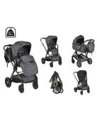 iCLICK Babakocsi 2in1 szett 22kg, aluminium váz, fordítható ülés, autom. csukható SZÜRKE