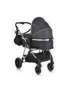 KALI babakocsi 2in1 lapra csukható, megfordítható+táska FEKETE