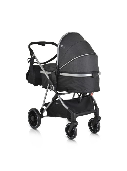 KALI babakocsi 2in1 lapra csukható, megfordítható+táska FEKETE