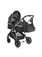 KALI babakocsi 2in1 lapra csukható, megfordítható+táska FEKETE