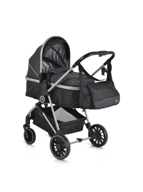 KALI babakocsi 2in1 lapra csukható, megfordítható+táska FEKETE