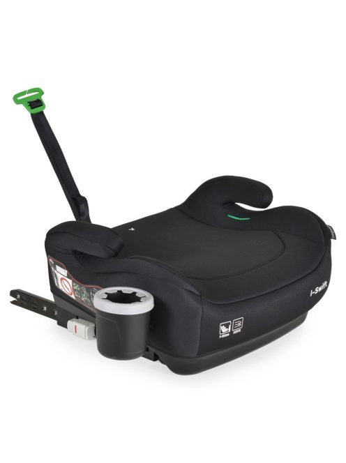 I-SWIFT ülésemelő pohártartóval 125-150cm I-SIZE és ISOFIX FEKETE