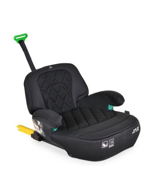 JAX autós ülésmagasító háttámlával 125-150cm rögzítő hevederrel, ISOFIX FEKETE