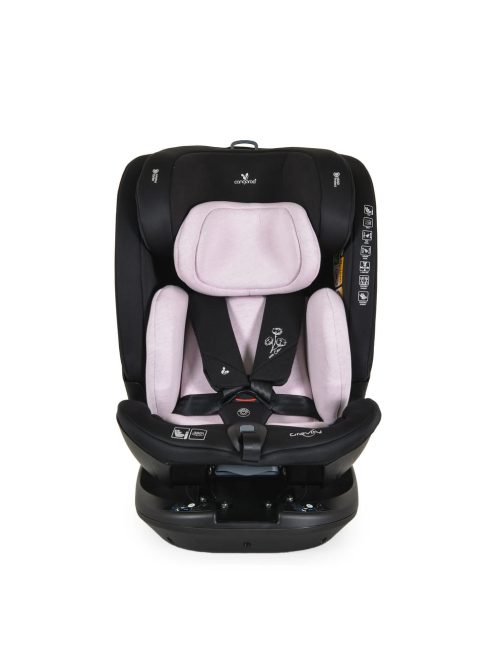 GRAVITY I-size autós ülés 40-150cm, SPS, forgatható talp, pamut huzat PINK