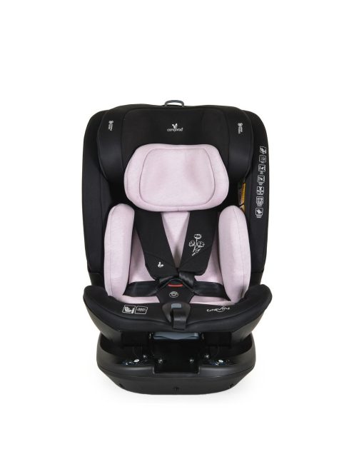 GRAVITY I-size autós ülés 40-150cm, SPS, forgatható talp, pamut huzat PINK