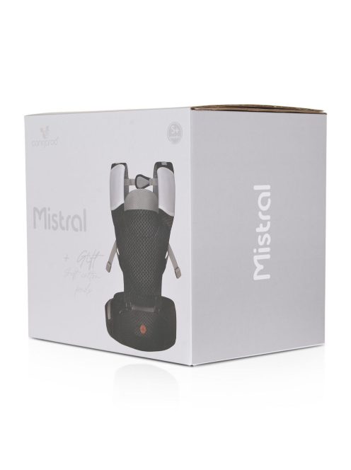 MISTRAL bébi hordozó 3 poziciós, ergonomikus, hálós FEKETE