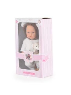 BABA 30cm újszülött maciruhában kismacival SZÜRKE