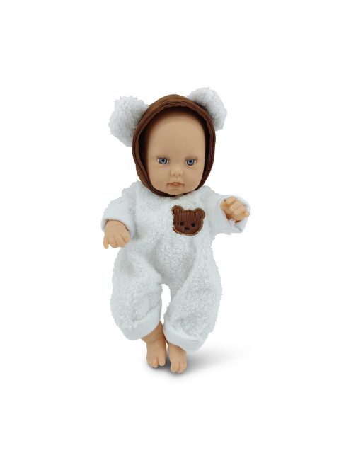 BABA 30cm újszülött maciruhában kismacival SZÜRKE
