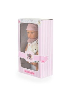 BABA 30cm újszülött maciruhában kismacival BÉZS