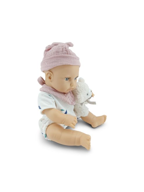 BABA 30cm újszülött maciruhában kismacival BÉZS