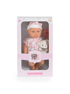 BABA 30cm  újszülött maciruhában kisnyuszival PINK
